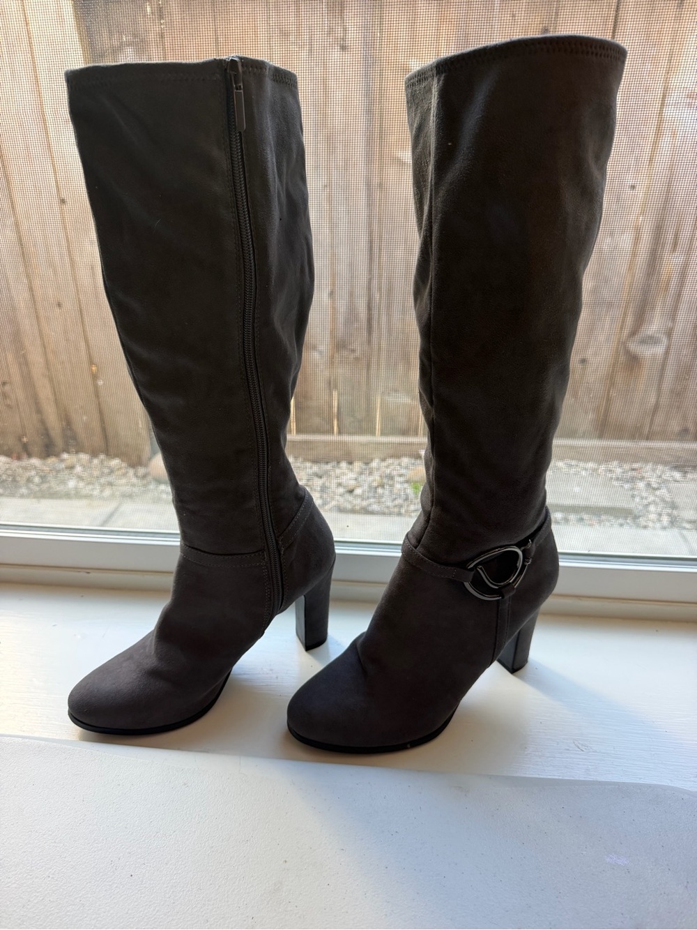 Women’s Tall Buckle-Accent Knee High Boots in Black